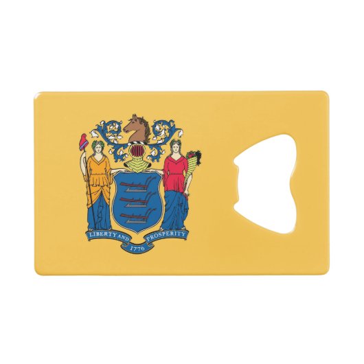 スチールボトルオープナーとニュージャージー州旗 クレジットカード栓抜き (正面(横))