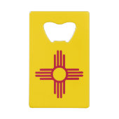 スチールボトルオープナーとニューメキシコ州旗 クレジットカード栓抜き (正面)