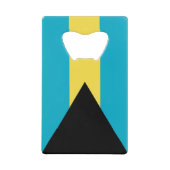 スチールボトルオープナーとバハマ国旗 クレジットカード栓抜き (正面)