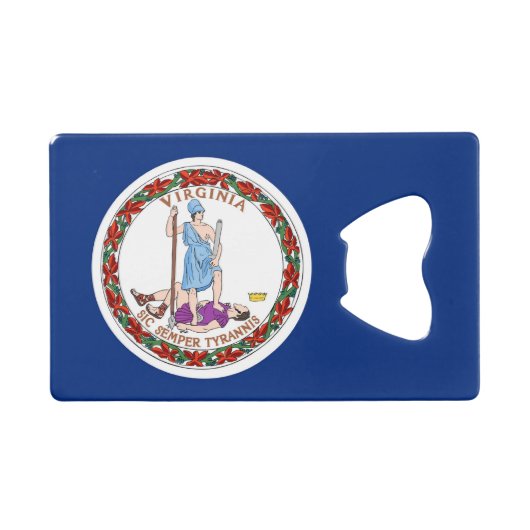 スチールボトルオープナーとバージニア州旗 クレジットカード栓抜き (正面(横))