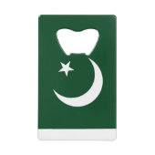 スチールボトルオープナーとパキスタン国旗 クレジットカード栓抜き (正面)