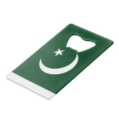 スチールボトルオープナーとパキスタン国旗 クレジットカード栓抜き (正面アングル)