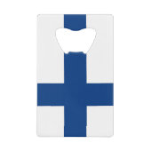 スチールボトルオープナーとフィンランド国旗 クレジットカード栓抜き (正面)
