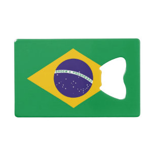 スチールボトルオープナーとブラジル国旗 クレジットカード栓抜き
