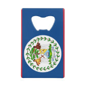 スチールボトルオープナーとベリーズ国旗 クレジットカード栓抜き (正面)