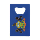 スチールボトルオープナーとペンシルバニア州旗 クレジットカード栓抜き (正面)