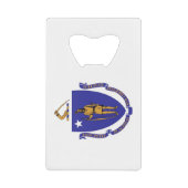 スチールボトルオープナーとマサチューセッツ州旗 クレジットカード栓抜き (正面)