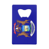 スチールボトルオープナーとミシガン州旗 クレジットカード栓抜き (裏面)