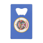 スチールボトルオープナーとミネソタ州旗 クレジットカード栓抜き (正面)