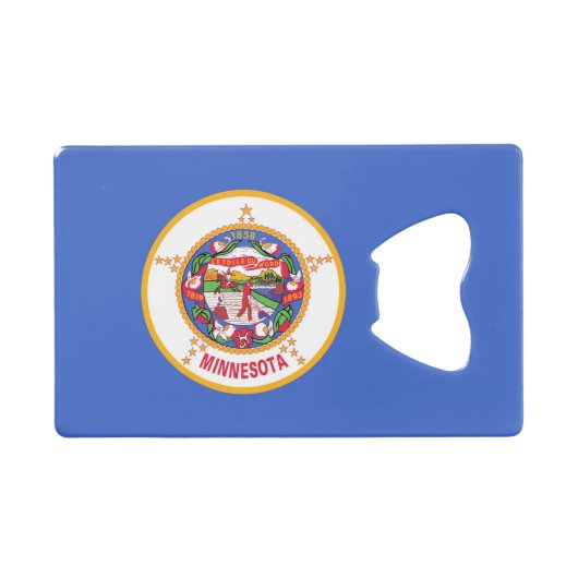 スチールボトルオープナーとミネソタ州旗 クレジットカード栓抜き (正面(横))