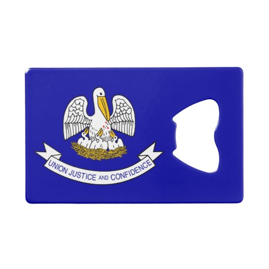 スチールボトルオープナーとルイジアナ州旗（米国） クレジットカード栓抜き (正面(横))