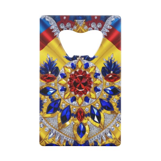 スチールボトルオープナーとルーマニア色 クレジットカード栓抜き (正面)