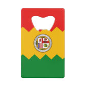 スチールボトルオープナーとロサンゼルスの国旗 クレジットカード栓抜き (正面)