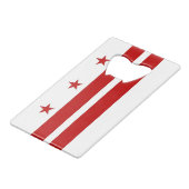 スチールボトルオープナーとワシントンDC USAの国旗 クレジットカード栓抜き (正面アングル)