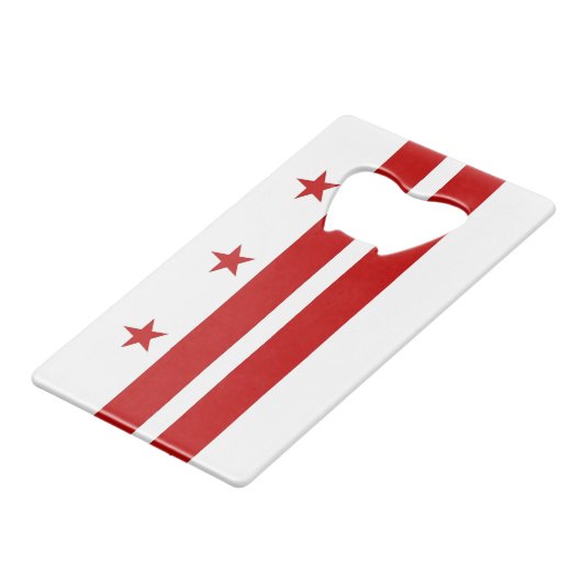 スチールボトルオープナーとワシントンDC USAの国旗 クレジットカード栓抜き (正面アングル)