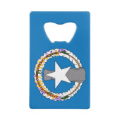 スチールボトルオープナーと北マリアナ国旗 クレジットカード栓抜き (裏面)