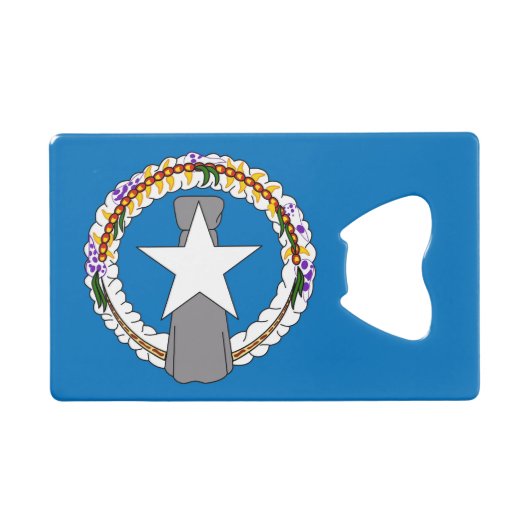 スチールボトルオープナーと北マリアナ国旗 クレジットカード栓抜き (正面(横))