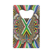 スチールボトルオープナーと南アフリカ色 クレジットカード栓抜き (裏面)