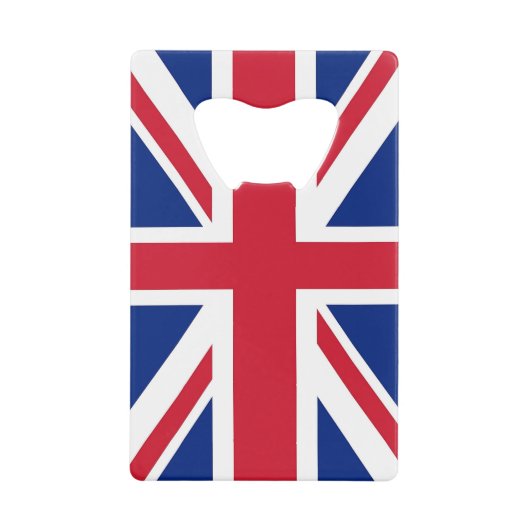 スチールボトルオープナーと王国統一された国旗 クレジットカード栓抜き (正面)