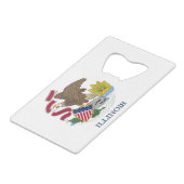 スチールボトルオープナーと米国イリノイ州旗 クレジットカード栓抜き (裏面アングル)