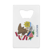 スチールボトルオープナーと米国イリノイ州旗 クレジットカード栓抜き (裏面)
