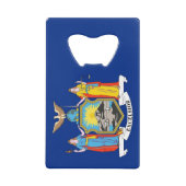 スチールボトルオープナーと米国ニューヨーク州旗 クレジットカード栓抜き (正面)