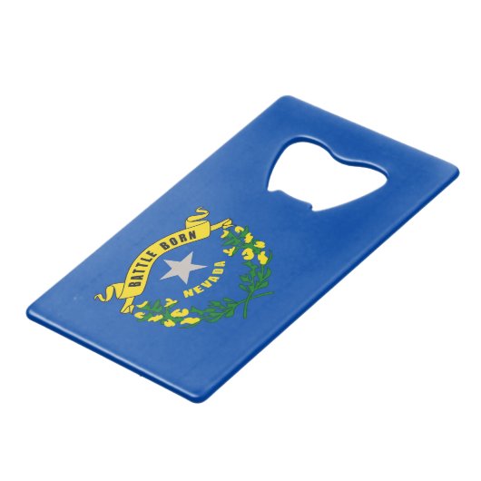 スチールボトルオープナーと米国ネバダ州旗 クレジットカード栓抜き (裏面アングル)