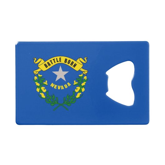 スチールボトルオープナーと米国ネバダ州旗 クレジットカード栓抜き (正面(横))