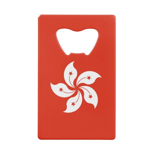 スチールボトルオープナーと香港国旗 クレジットカード栓抜き (正面)