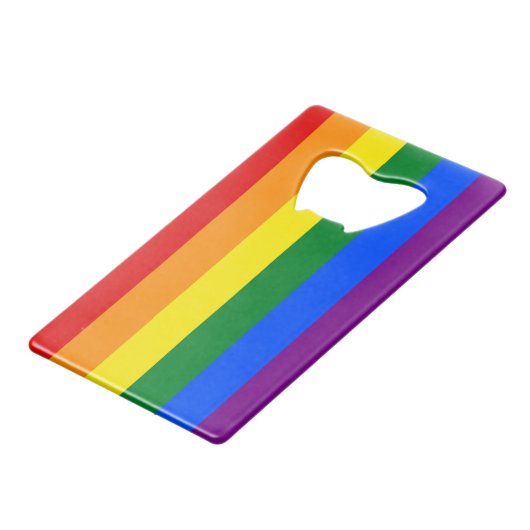 スチールボトルオープナーとLGBTプライド旗 クレジットカード栓抜き (裏面アングル)