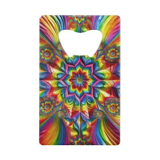 スチールボトルオープナーとLGBTQカラー クレジットカード栓抜き (正面)