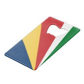 スチールボトルオープナー（セーシェル色） クレジットカード栓抜き (正面アングル)