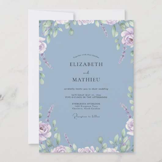 スチールマーブルの芍薬の結婚式 招待状 (正面)