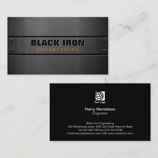 スチールメタルプレートテクスチャエンジニアリング名刺 名刺 (正面/裏面)