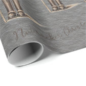 スチールモダングレイ金ゴールドくるみ割りブロンズ ラッピングペーパー (ロールコーナー)