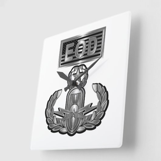 スチール型デザインマスタEOD スクエア壁時計 (傾斜)