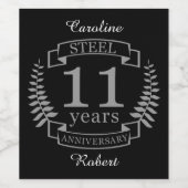 スチール結婚十一周年記念11年 ワインラベル (シングルラベル)