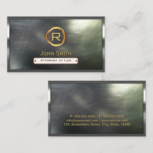 スチール縁ど金ゴールドモノグラム弁護士名刺 名刺 (正面/裏面)