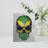 スチール製スカル図のジャマイカ国旗 ポストカード (スタンド正面)