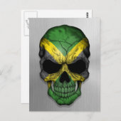 スチール製スカル図のジャマイカ国旗 ポストカード (正面/裏面)