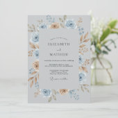 スチール+コッパーの葉とユーカリの結婚式 招待状 (スタンド正面)
