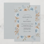 スチール+コッパーの葉とユーカリの結婚式 招待状 (正面/裏面)