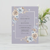 スチール ダスティ モーブの芍薬の結婚式 招待状 (スタンド正面)
