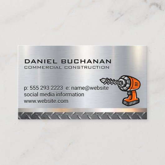 スチール | メタリック | ドリルロゴ 名刺 (正面)