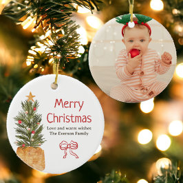 スチ素朴ンチボホクリスマスツリー写真 セラミックオーナメント