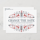 スチ結婚カンジナビアの延期の変更 案内ポストカード (正面/裏面)