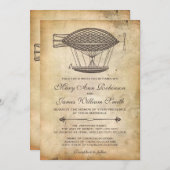 スチ結婚ームパンクビクトリアン飛行船 招待状 (正面/裏面)