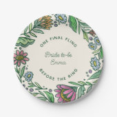 スチ芸術的カンジナビアフォークフローラブライダルシャワーCl ペーパープレート (正面)