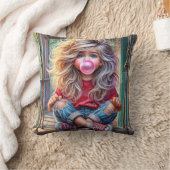 スッシー吹ガールのピンクの泡 クッション (ブランケット)