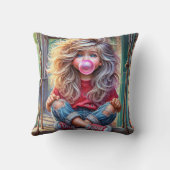 スッシー吹ガールのピンクの泡 クッション (裏面)